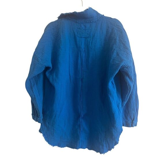 ✨ZENANA Blue Gauze Sz Large Top✨ - Picture 4 of 6